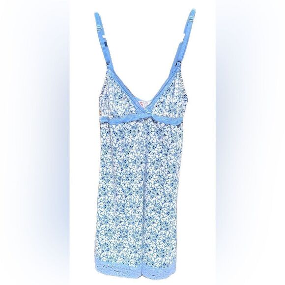 Izod navy light blue n white printed nightie/slip with lace. Size S - Picture 1 of 4